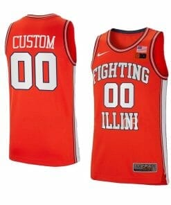 Custom Illinois Fighting Illini Jersey Basketball College Name and Number Orange