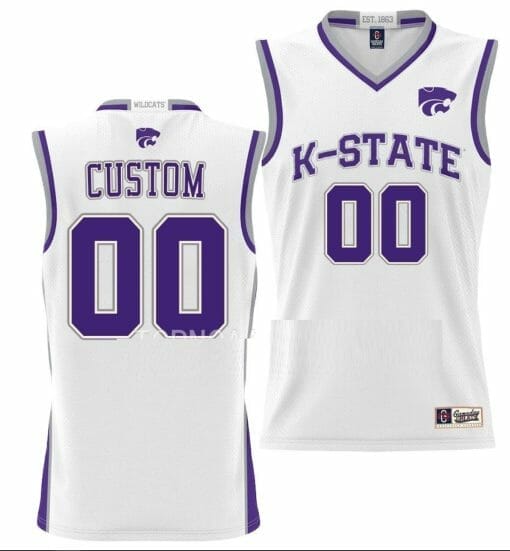 Custom Kansas State Wildcats Jersey Basketball Name and Number NIL Pick-A-Player White