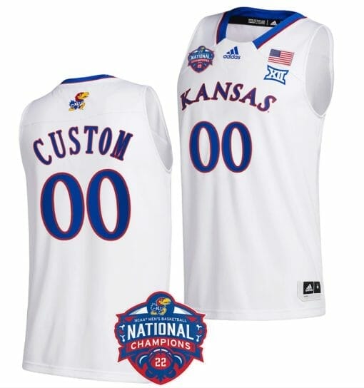 Custom Kansas Jayhawks Jersey Name and Number College Basketball National Champions Logo White
