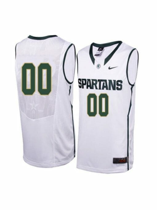 Custom Michigan State Spartans Jersey College Basketball Name and Number Elite Road White
