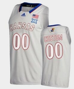 Custom Kansas Jayhawks Jersey Name and Number College Basketball Gray