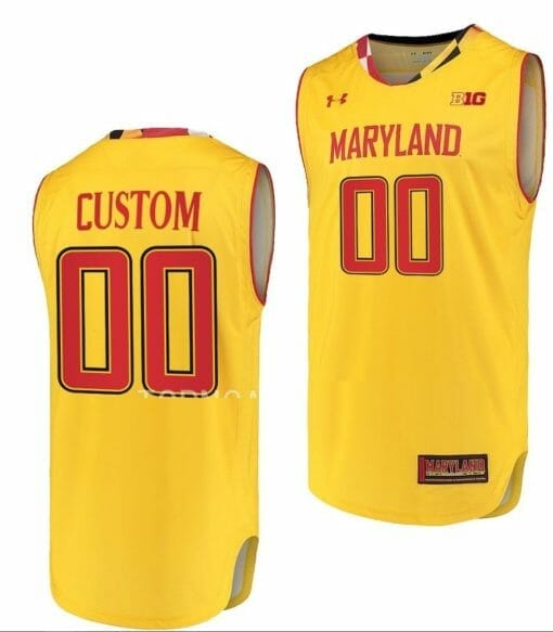 Custom Maryland Terrapins Jersey Name and Number NCAA College Basketball Gold