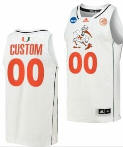 Custom Miami Hurricanes Jersey Name and Number College Basketball March Madness White