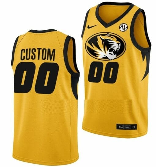 Custom Missouri Tigers Jersey Name and Number College Basketball Gold