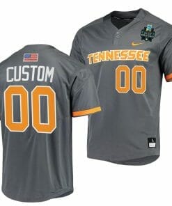 Custom Tennessee Volunteers Jersey Name and Number 2023 NCAA Baseball College World Series Gray #00 OMAHA 8